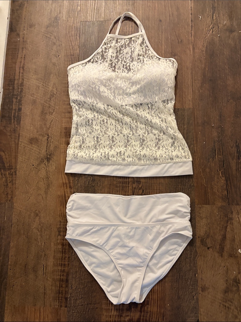Lace Halter Chemise Set in White - Women's Intimates